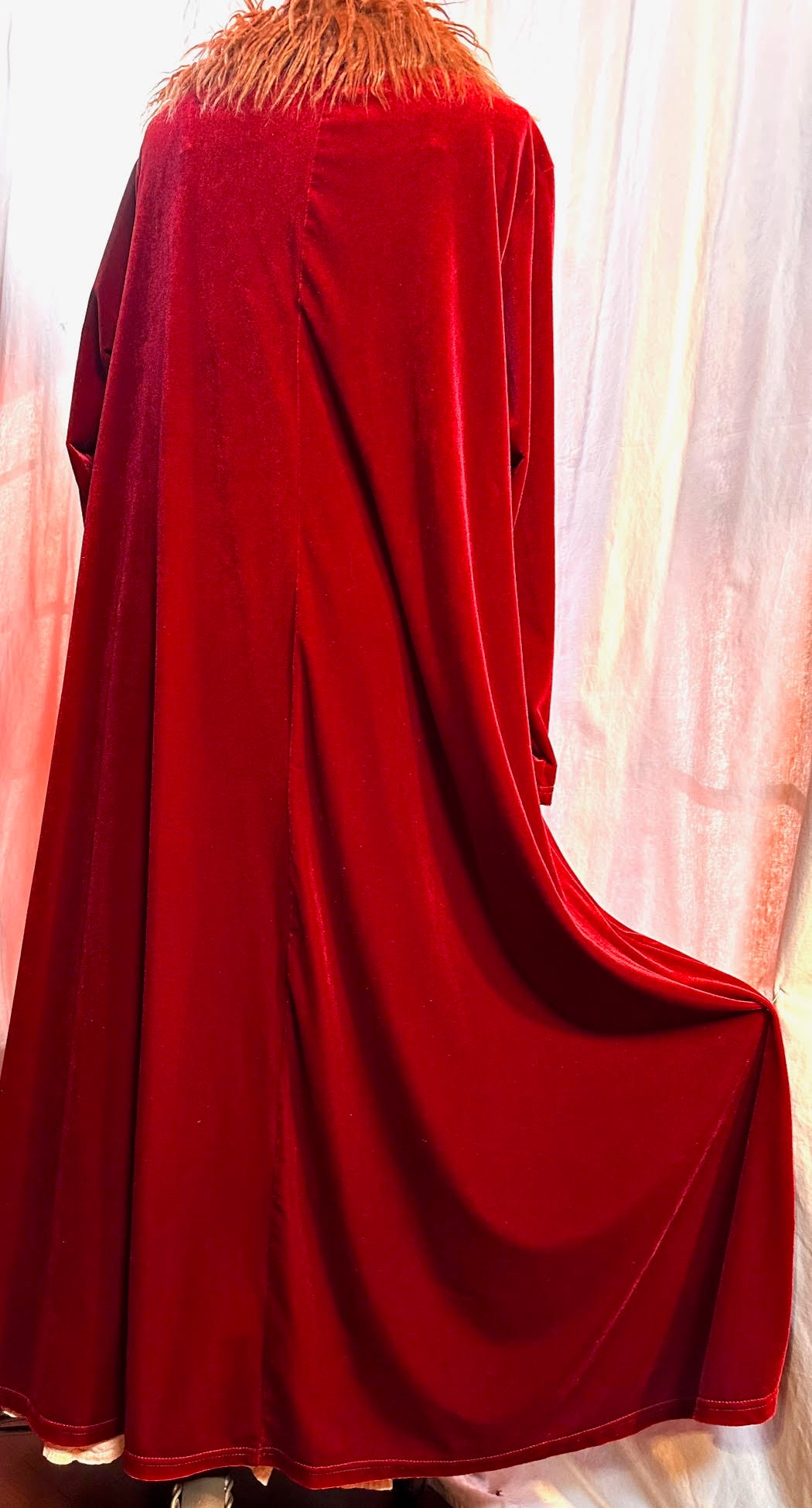 Red Stretch Velvet Long Dress