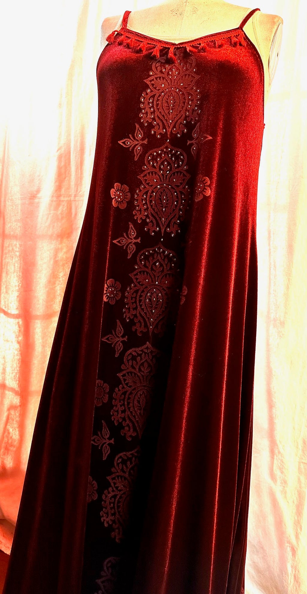 Dark Red Stretch Velvet Dress