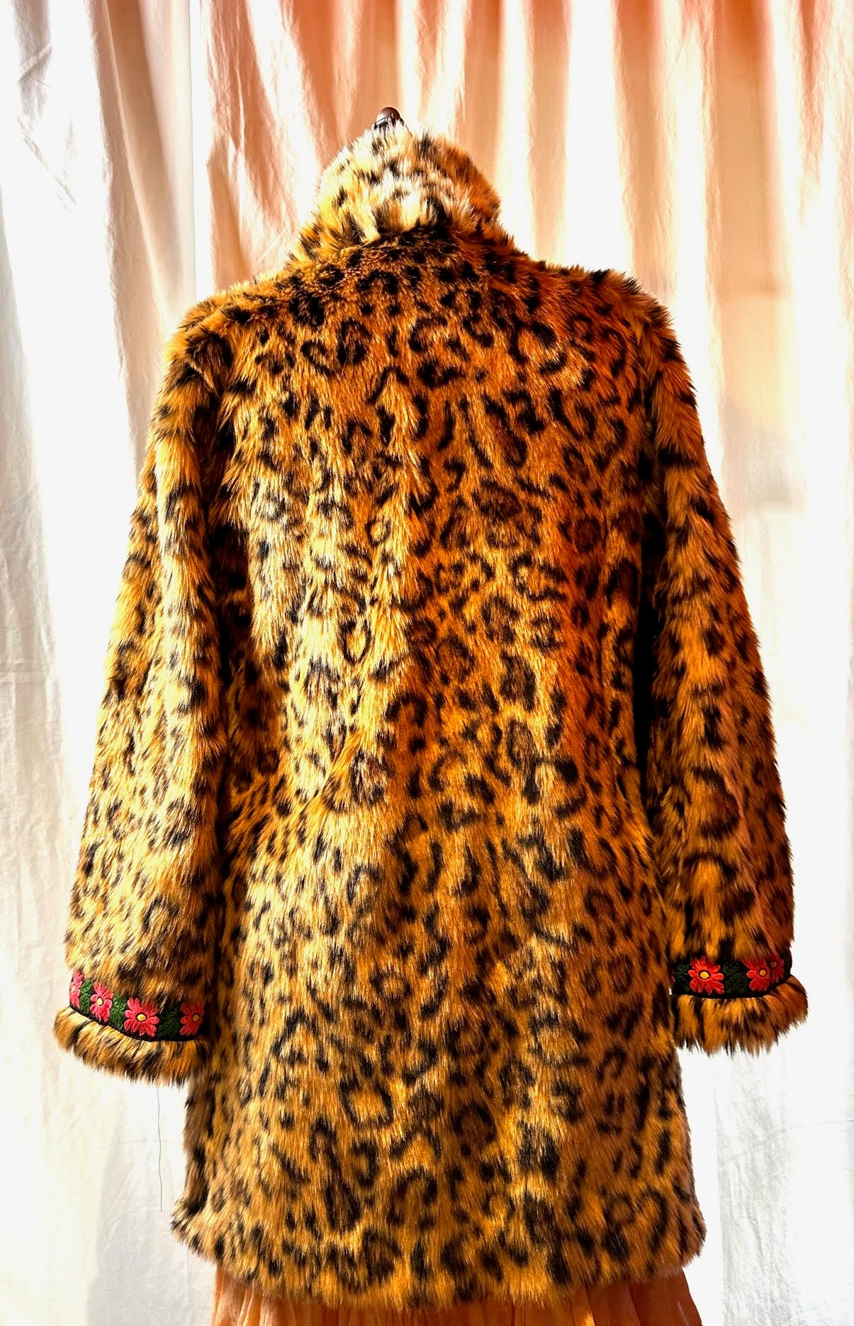 Leopard Print Fake Fur Coat (Unlined)