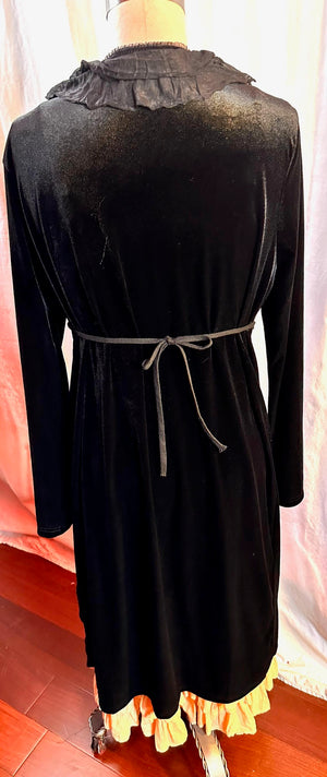 Black Stretch Velvet Long Dress