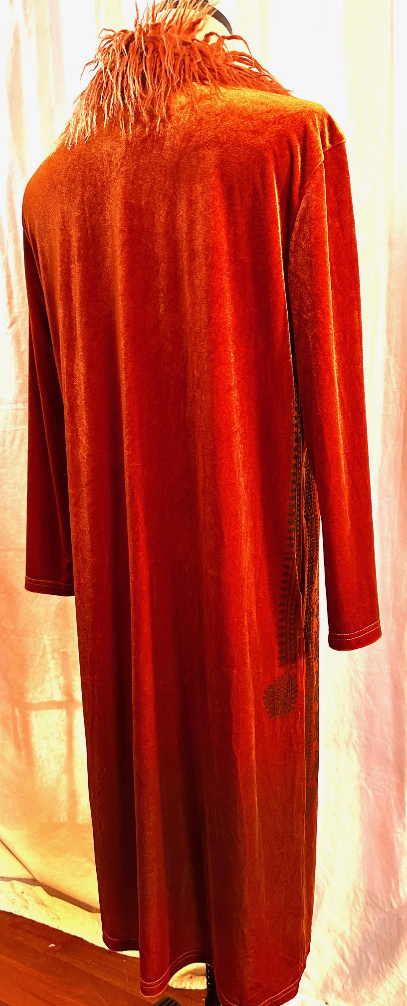 Long Orange Stretch Velvet Jacket