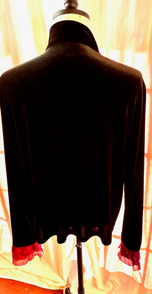 Men's Black Stretch Velvet Shirt