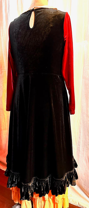 Black Stretch Velvet Dress w/ Collar