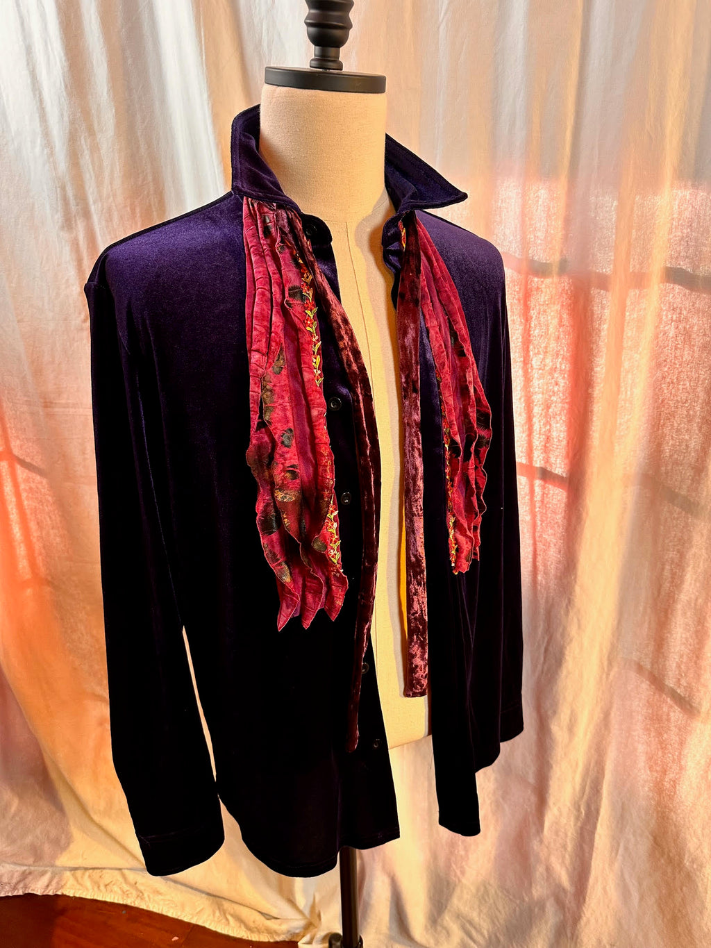 Men's Purple Stretch Velvet Shirt