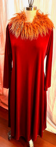 Red Stretch Velvet Long Dress