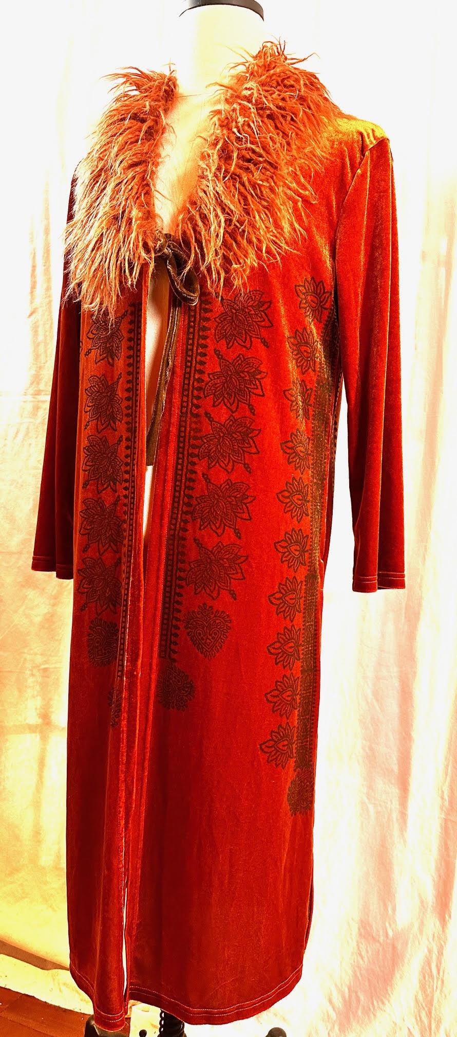 Long Orange Stretch Velvet Jacket