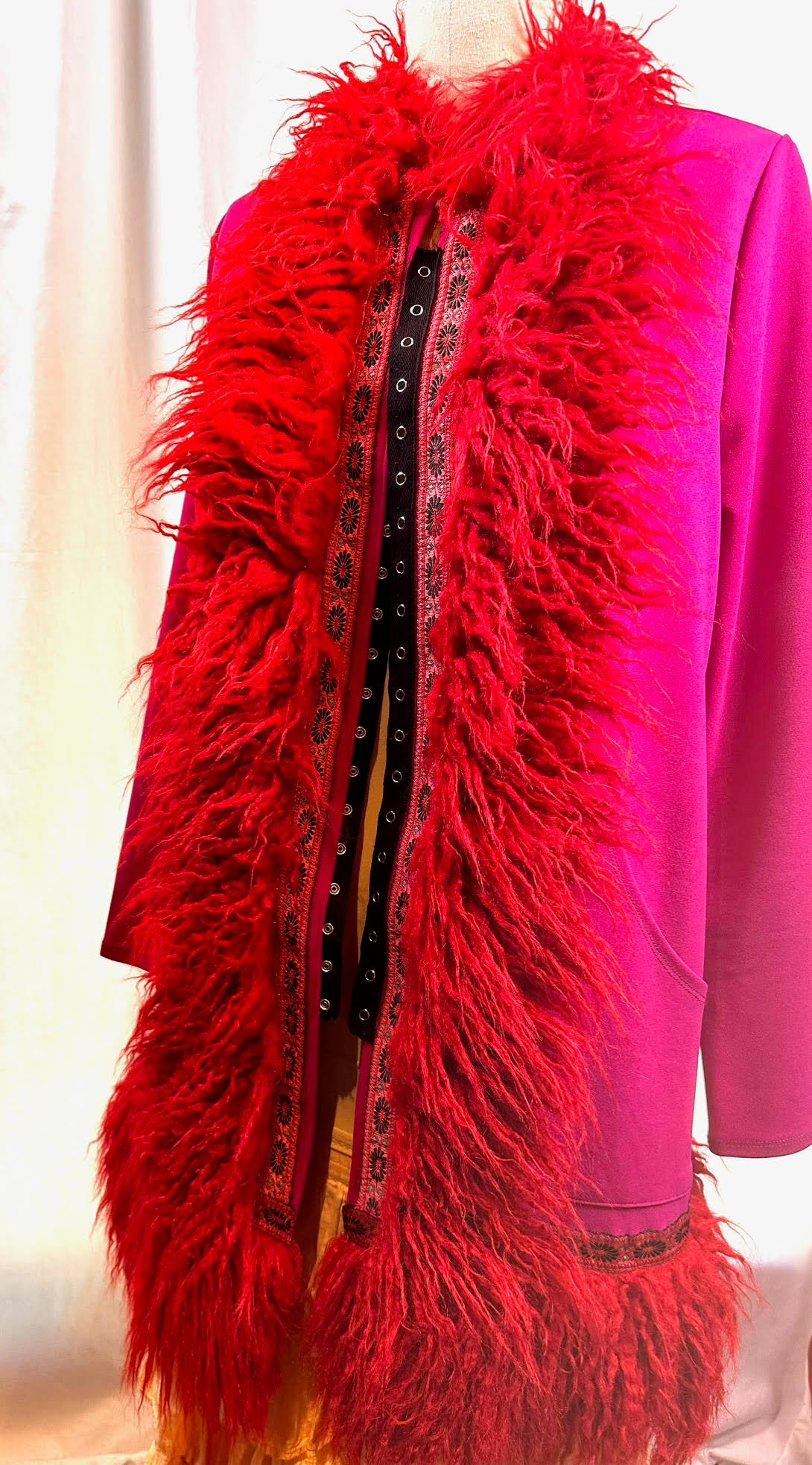 Pink Unlined Jacket w/ Fake Fur Collar