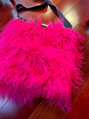 Fully Lined Pink Fake Fur Handbag