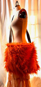 Fully Lined Orange Fake Fur Handbag