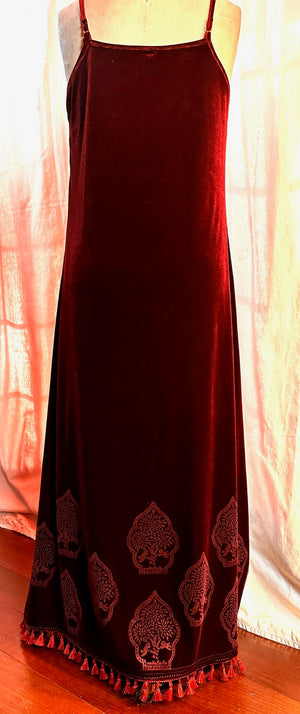 Dark Red Stretch Velvet Dress