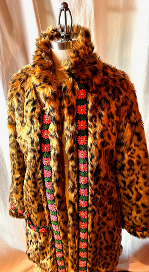 Leopard Print Fake Fur Coat (Unlined)