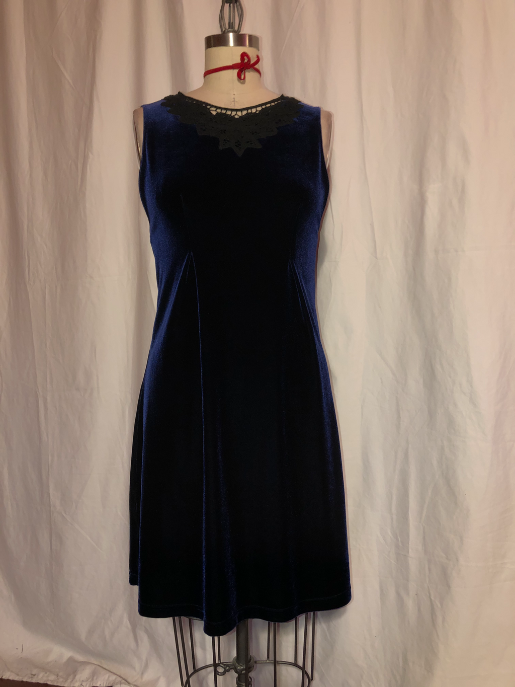 Dark Blue Stretch Velvet Dress/Vest