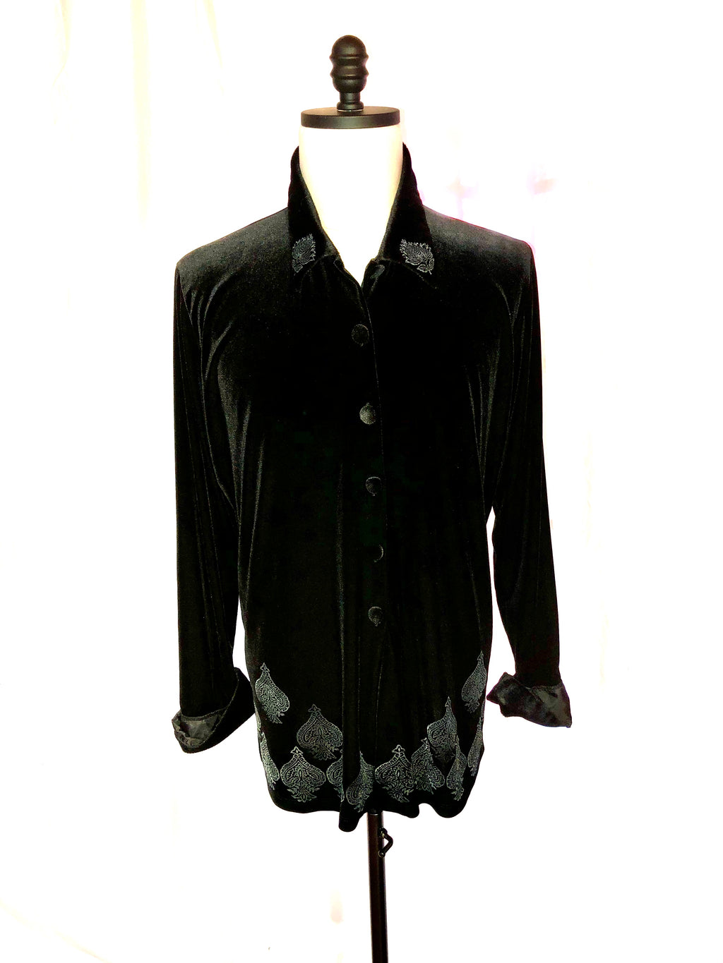 Men's Black Stretch Velvet Shirt