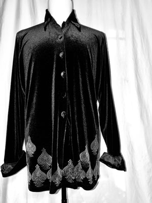 Men's Black Stretch Velvet Shirt