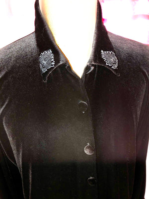 Men's Black Stretch Velvet Shirt