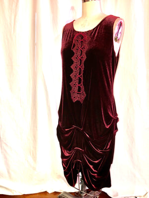 Vintage Inspired Burgundy Velvet Dress