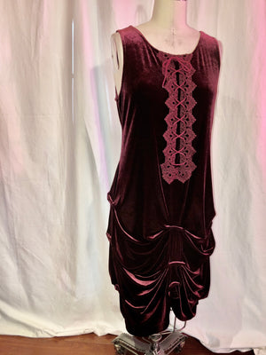 Vintage Inspired Burgundy Velvet Dress