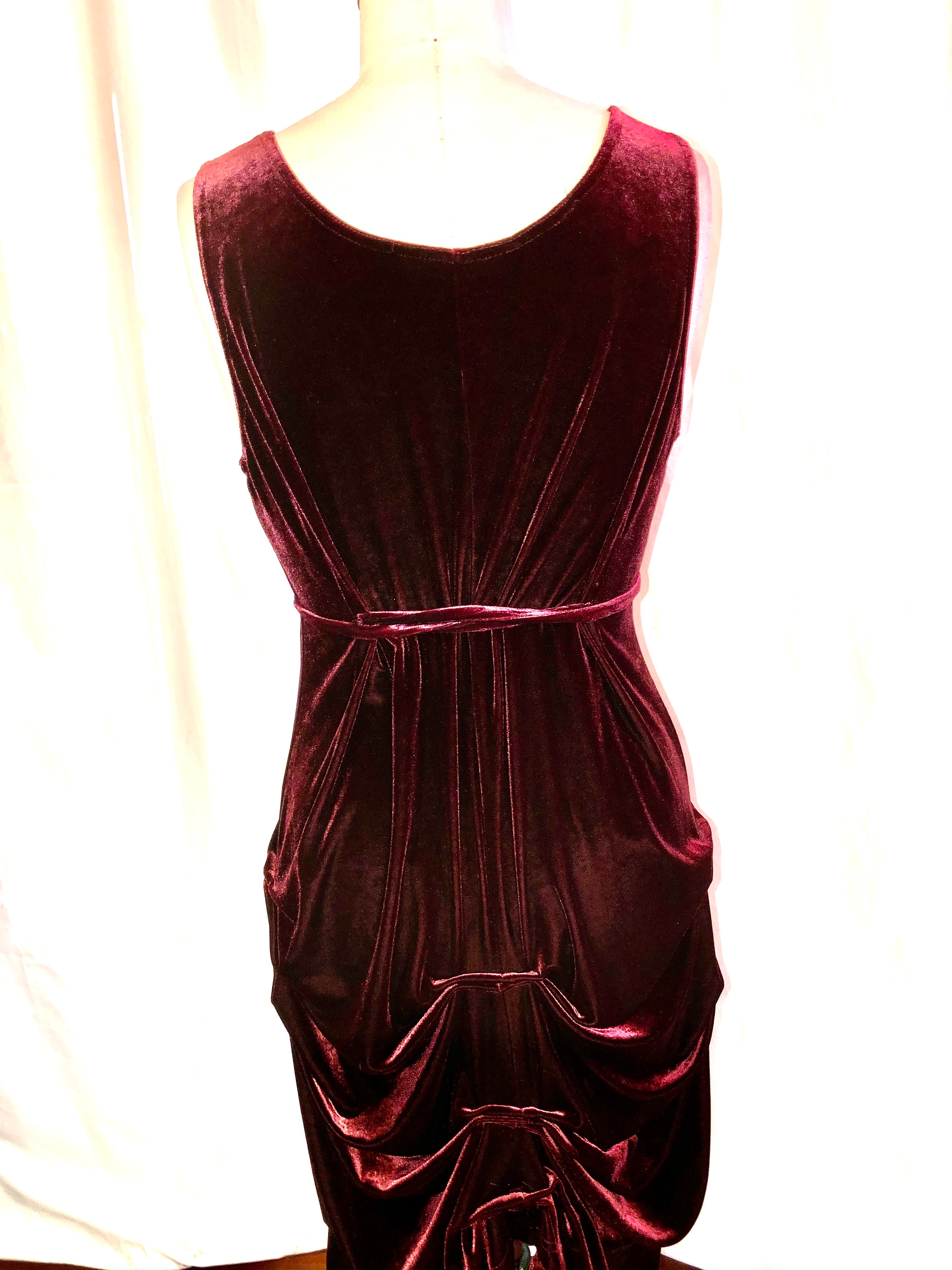 Vintage Inspired Burgundy Velvet Dress