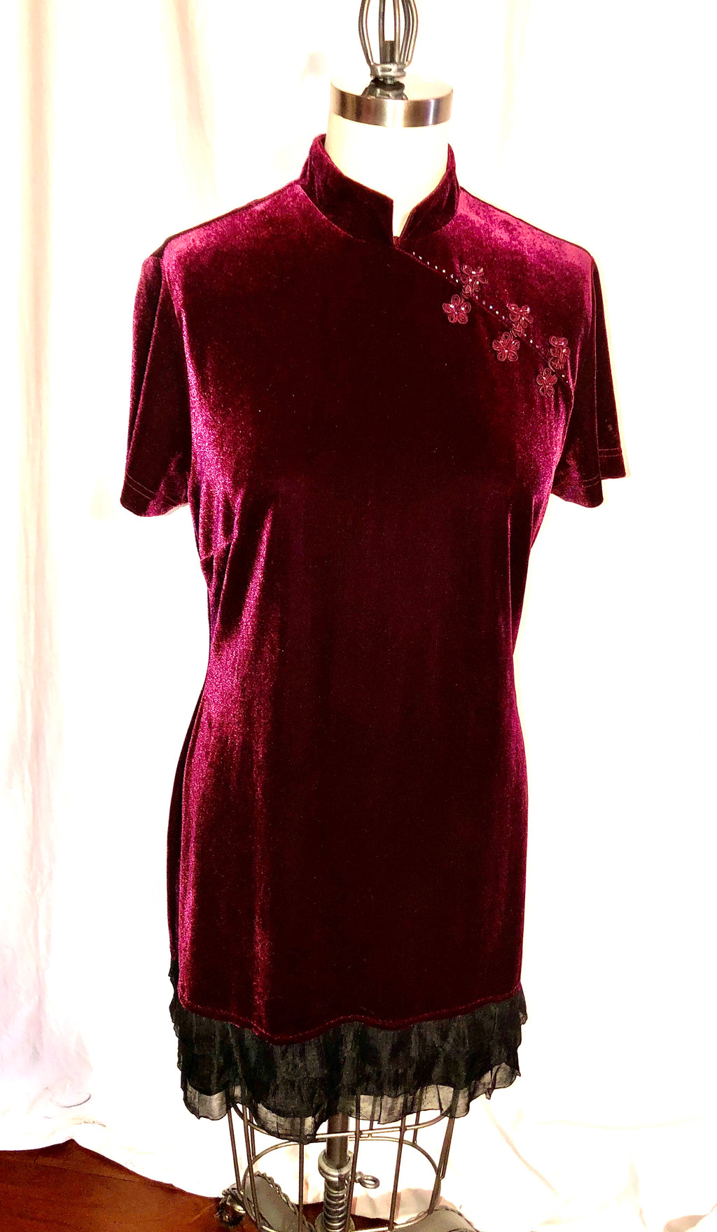 Burgundy Stretch Velvet Dress