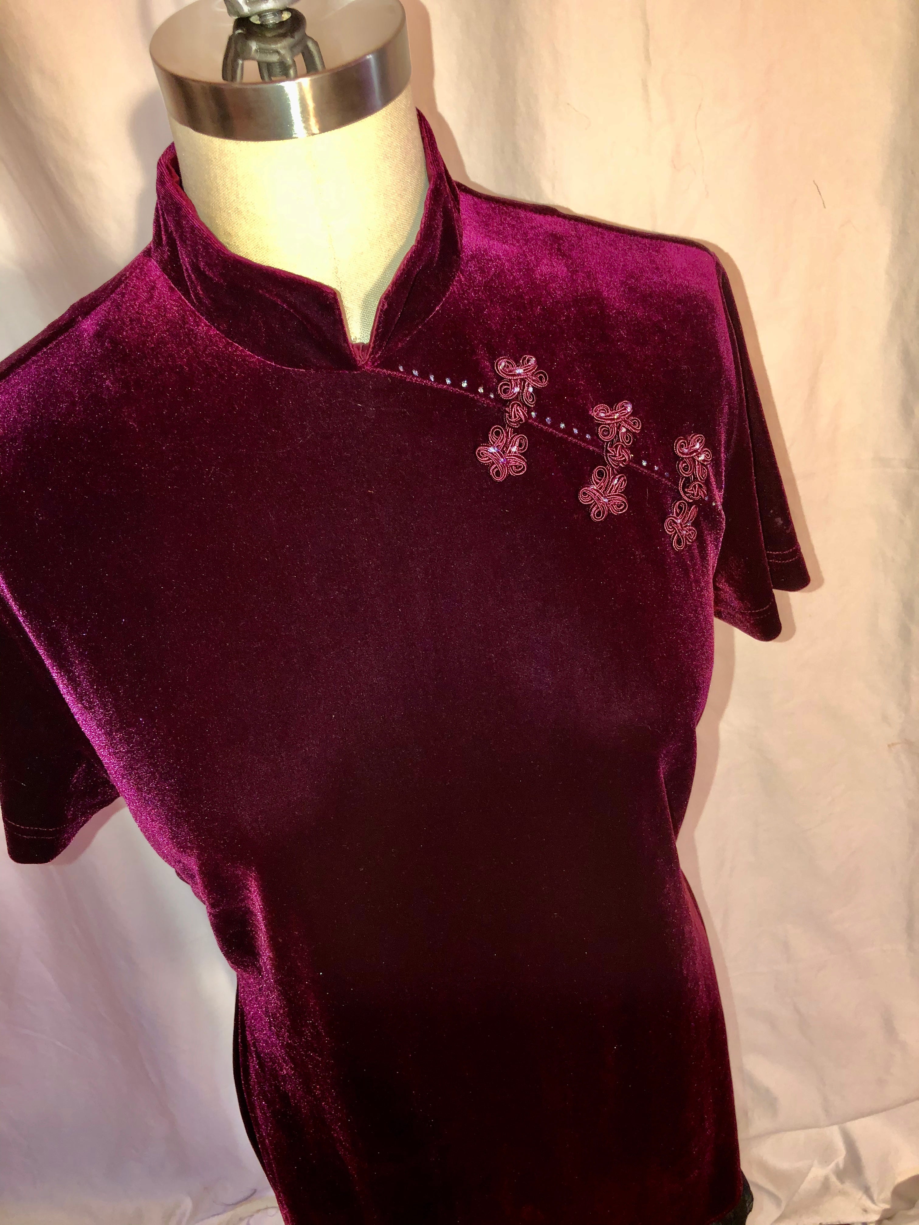 Burgundy Stretch Velvet Dress