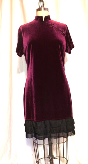 Burgundy Stretch Velvet Dress