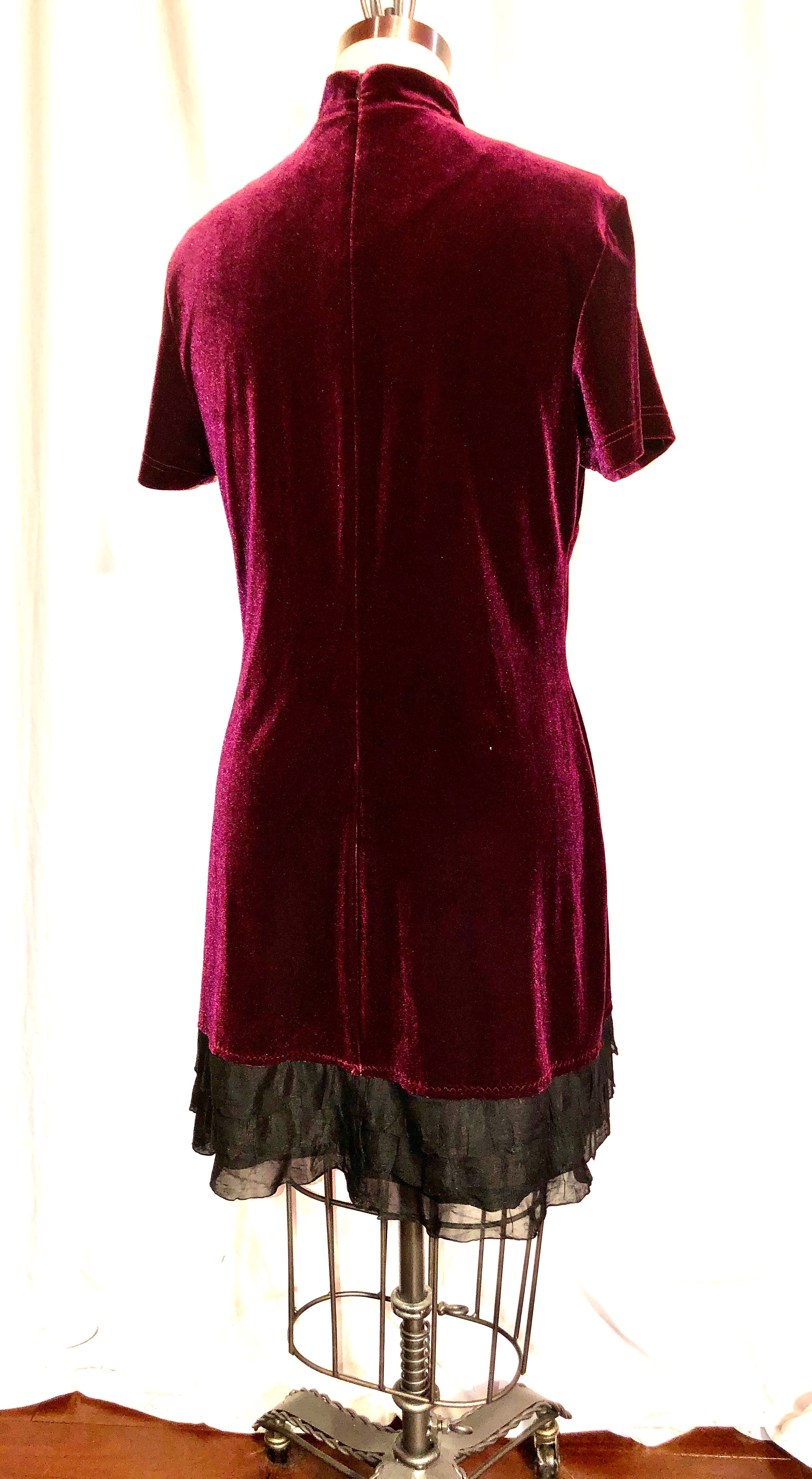 Burgundy Stretch Velvet Dress