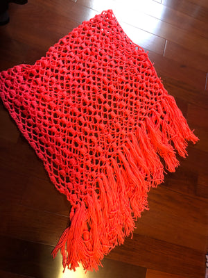 Bright Orange Knit Poncho