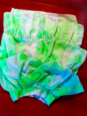 Green Lettuce Leaf Long Ruffle Skirt