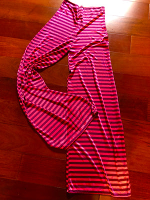 Long Striped Stretch Knit Pants