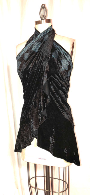 Black Stretch Velvet Sarong