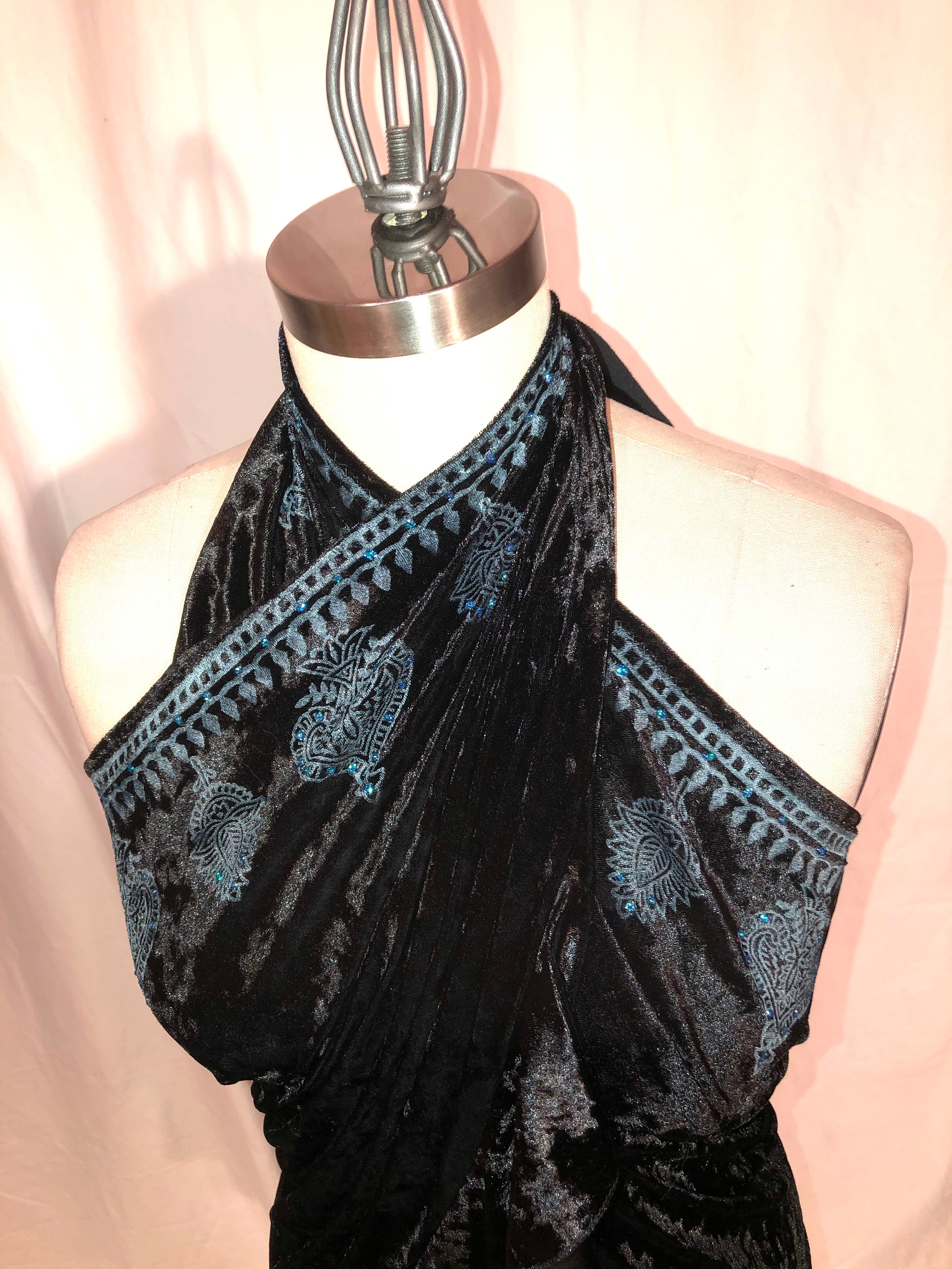 Black Stretch Velvet Sarong