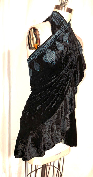 Black Stretch Velvet Sarong