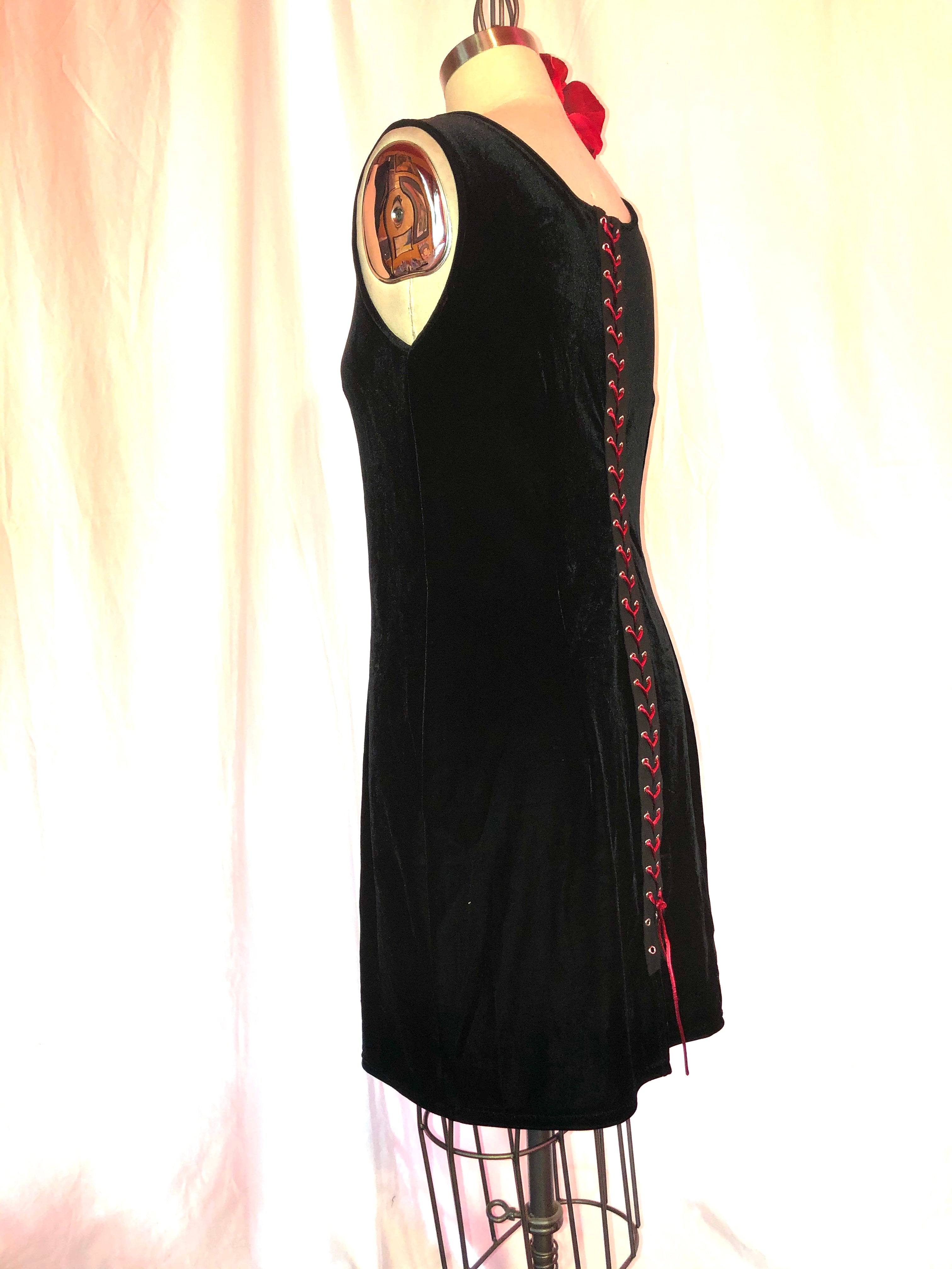 Black Stretch Velvet Tank Dress