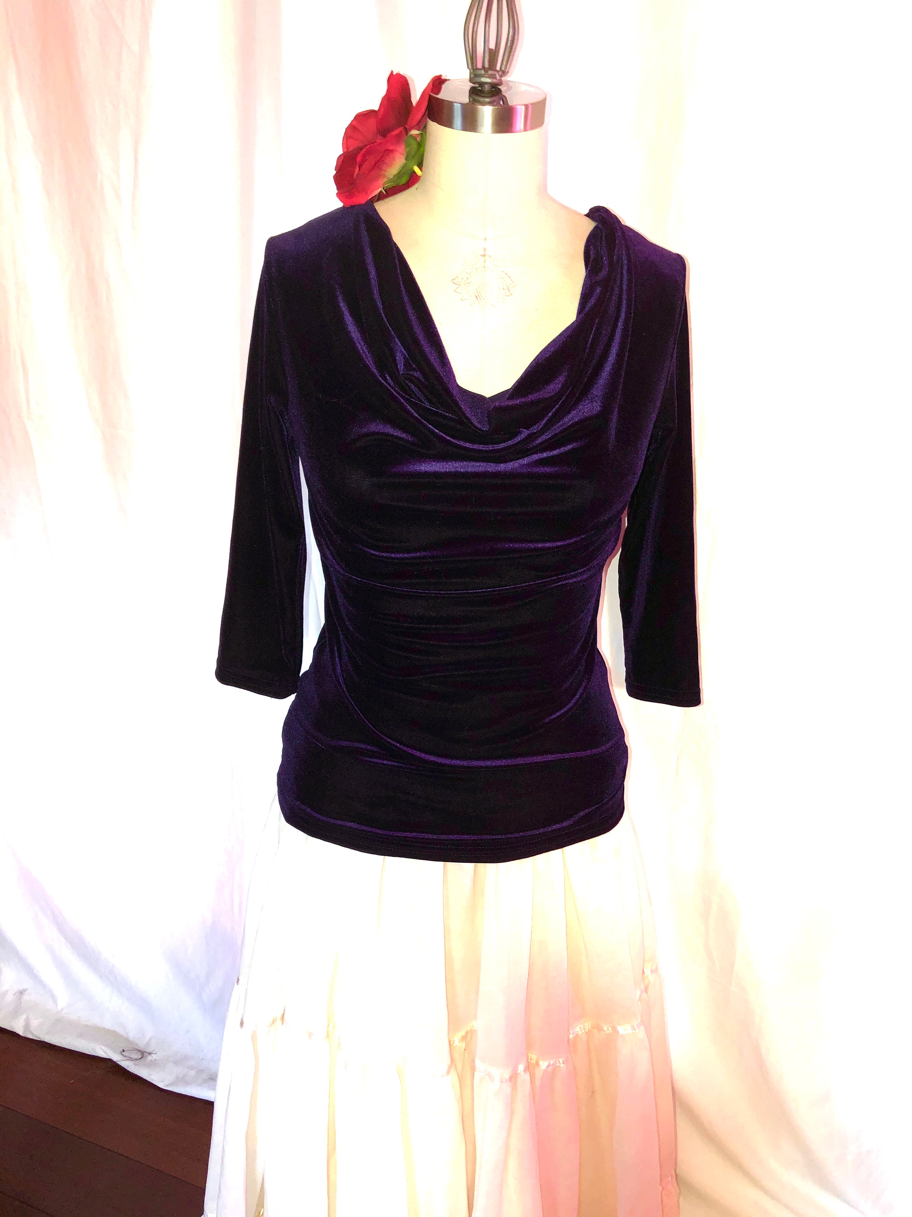 Purple Stretch Velvet Blouse