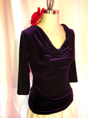 Purple Stretch Velvet Blouse