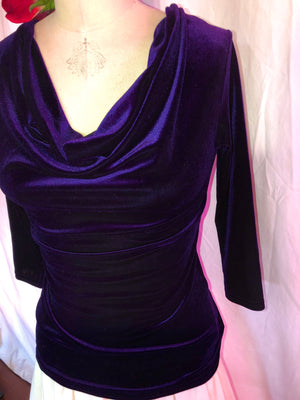 Purple Stretch Velvet Blouse