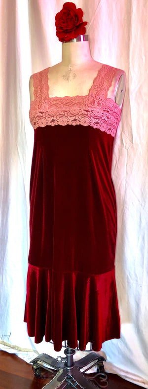 Red Stretch Velvet Dress