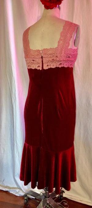 Red Stretch Velvet Dress