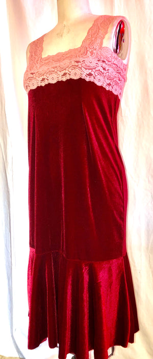 Red Stretch Velvet Dress