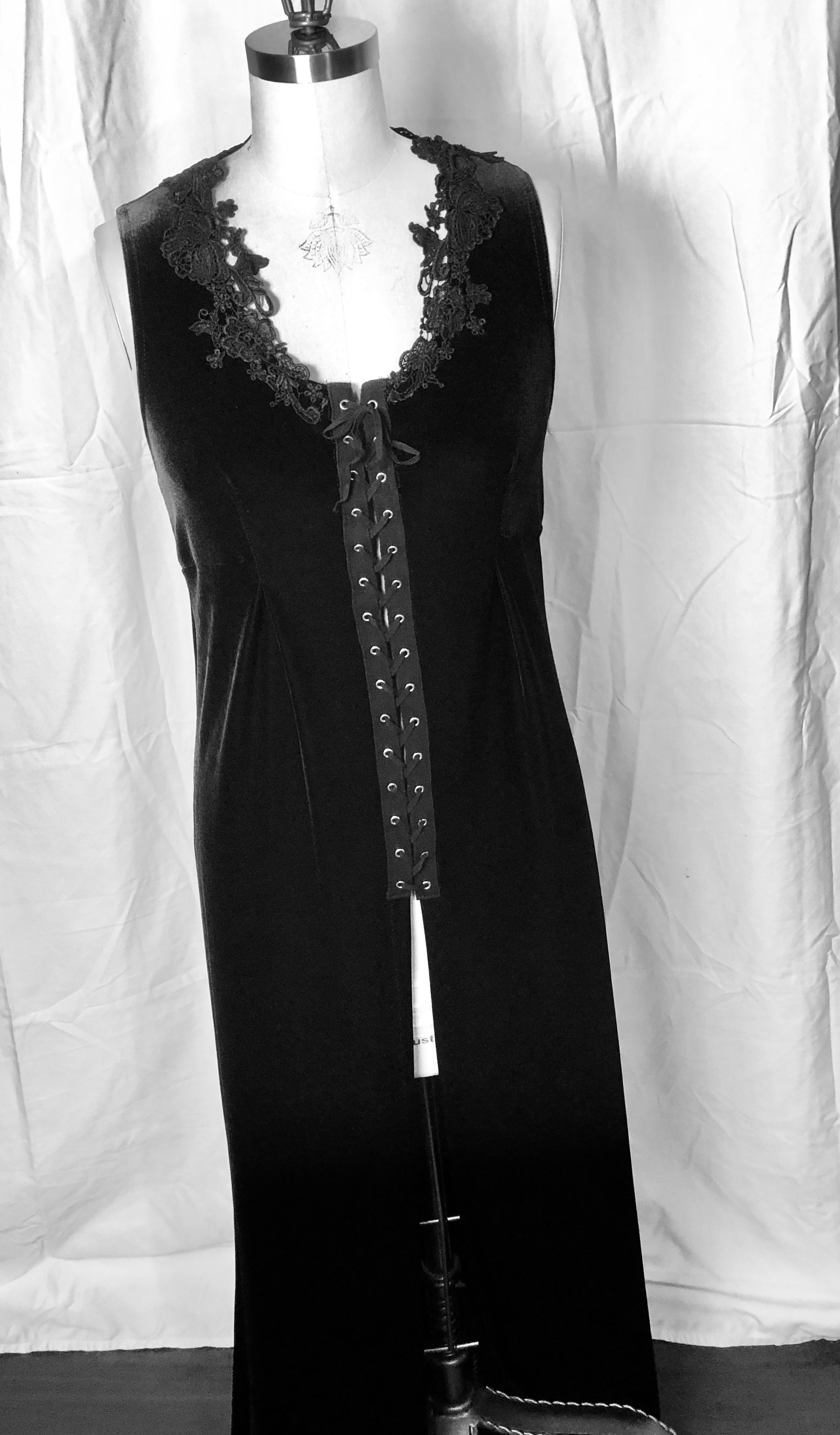 Black Velvet Vest w/ Adjustable Ties