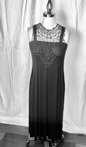 Long Black Dress w/ Lace Accents