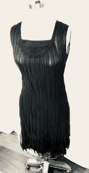 Black Stretch Knit Ruffle Dress