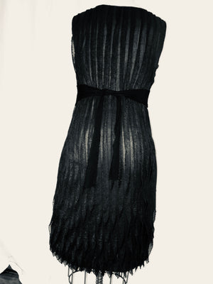Black Stretch Knit Ruffle Dress