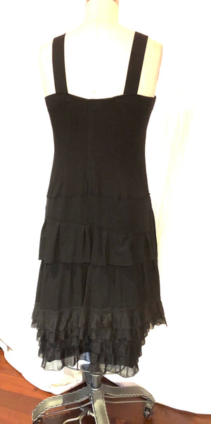 Black Stretch Knit Dress w/ Ruffles