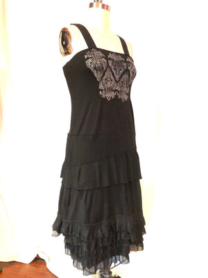 Black Stretch Knit Dress w/ Ruffles