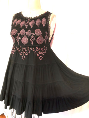 Black Stretch Knit Babydoll Dress