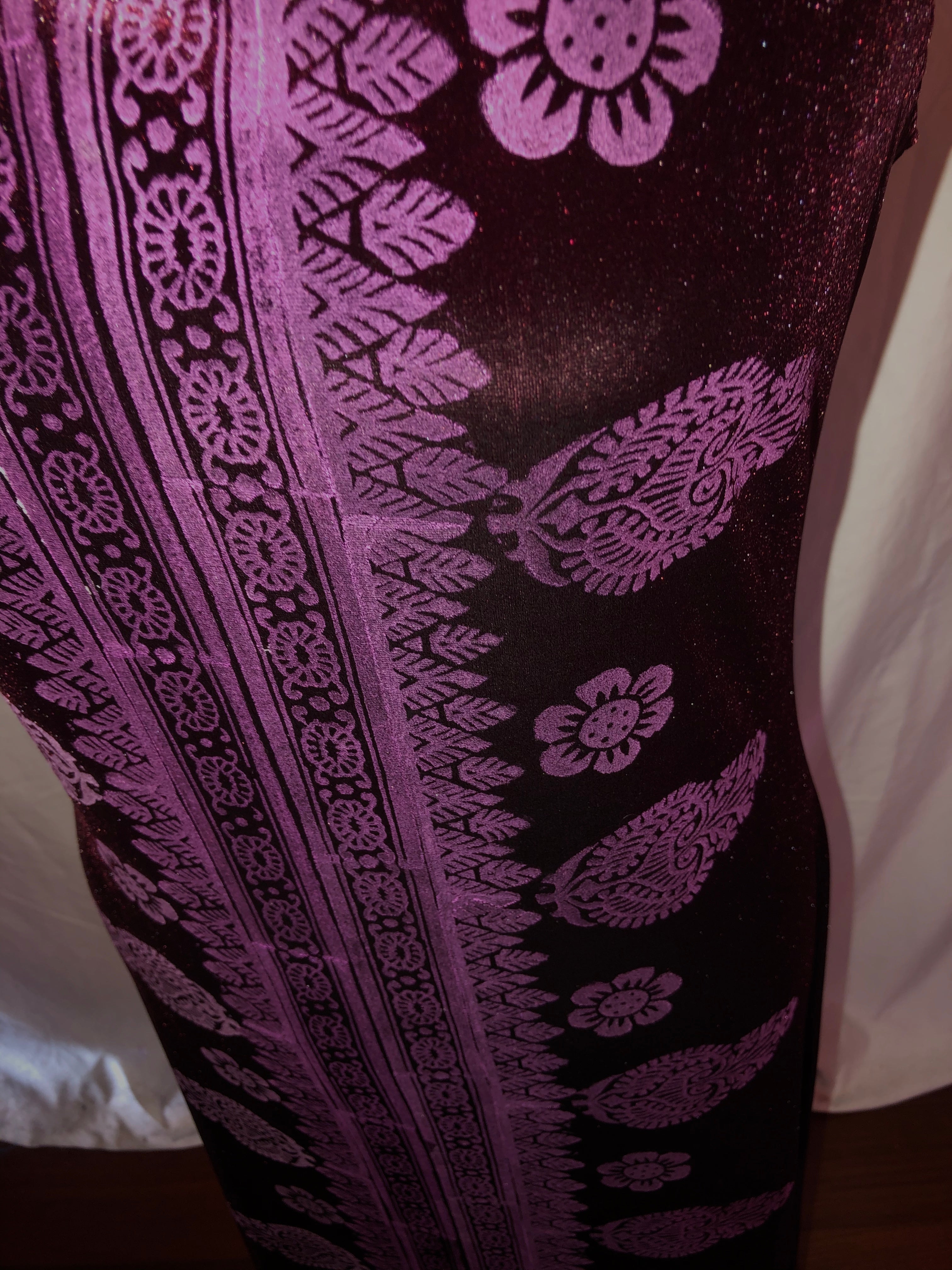 Long Burgundy Stretch Velvet Dress