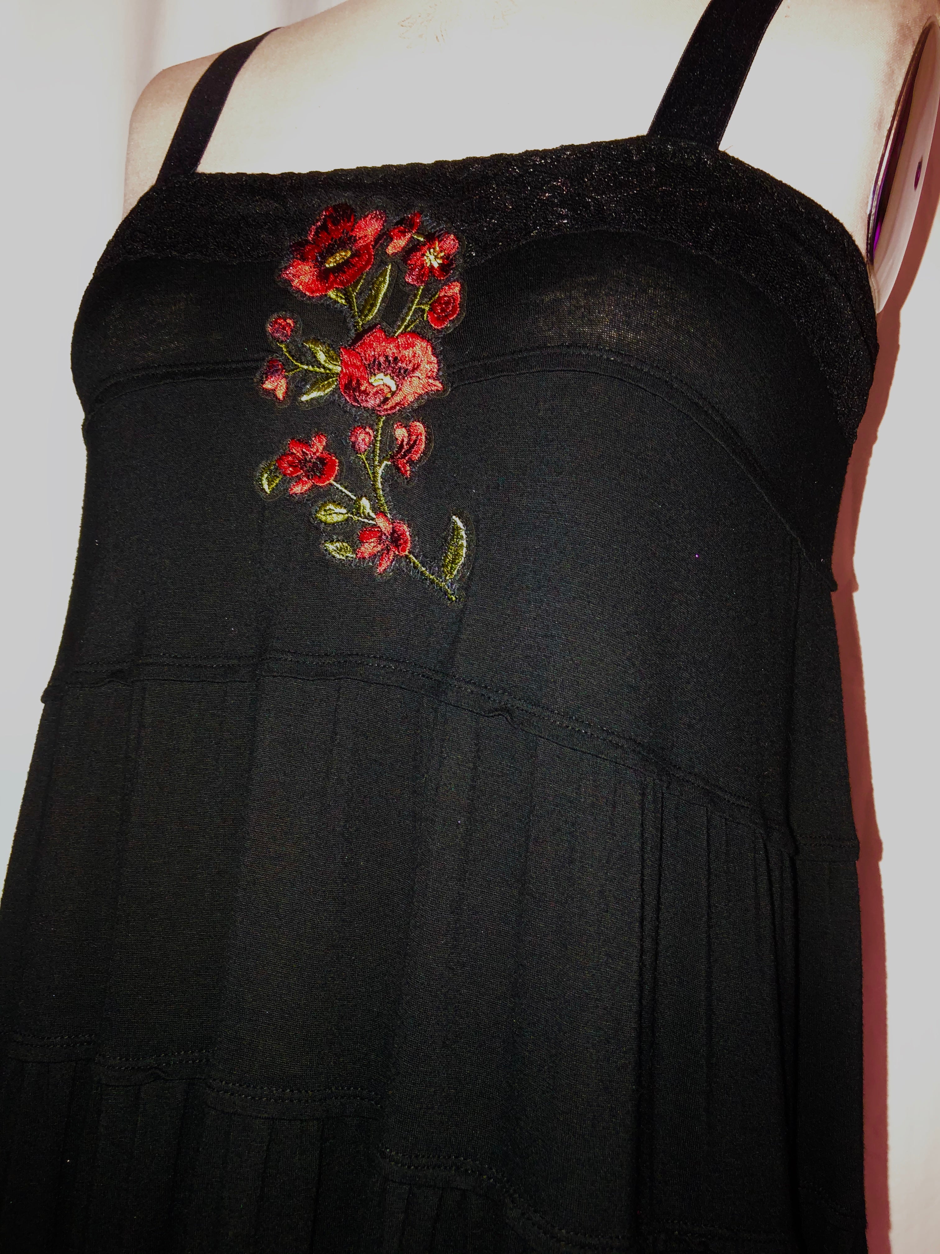 Black Stretch Knit Babydoll Dress