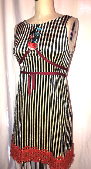 Black & Off-white Striped Dress