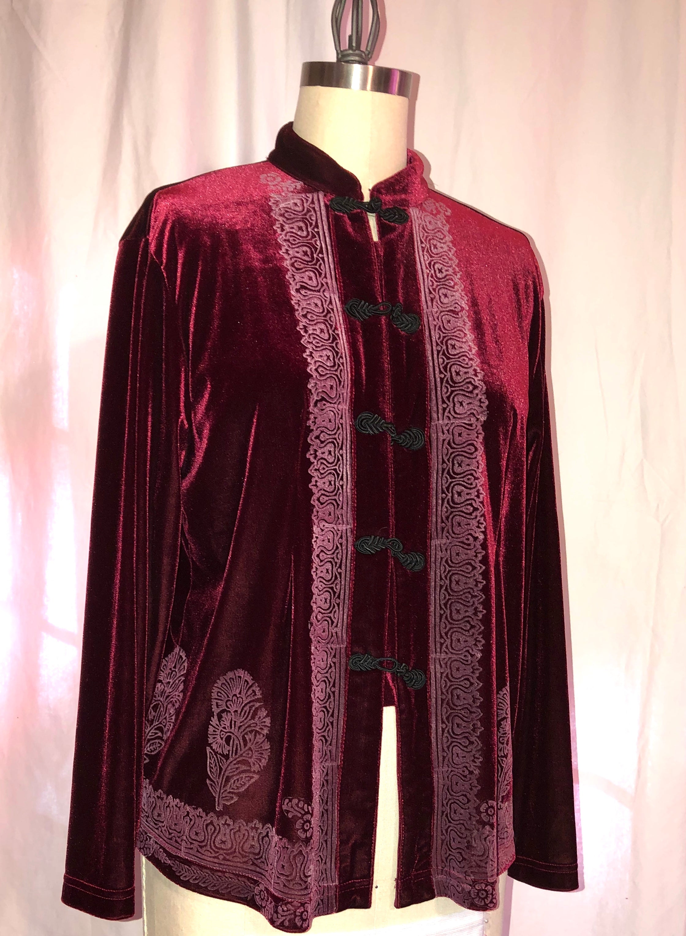 Burgundy Velvet Jacket w/ Long Sleeves